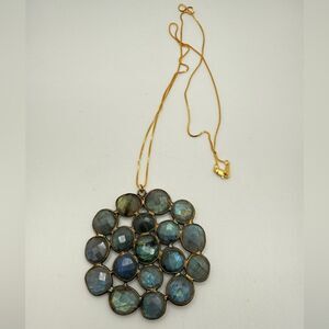 20" gold over s925 box chain necklace w/ faceted labradorite statement pendant!